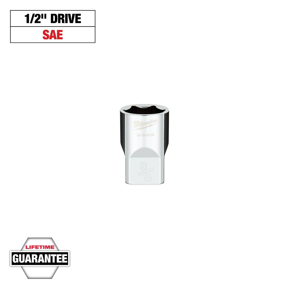 Milwaukee 1/2 in. Drive 3/4 in. SAE 6-Point Socket with FOUR