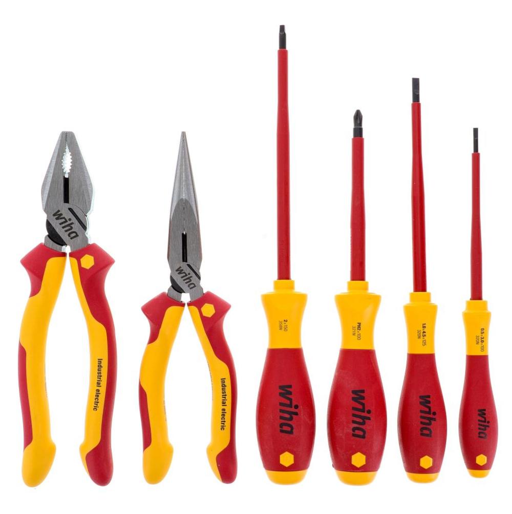 

Wiha Insulated Industrial Pliers Cutters and Screwdriver Set 6 Piece