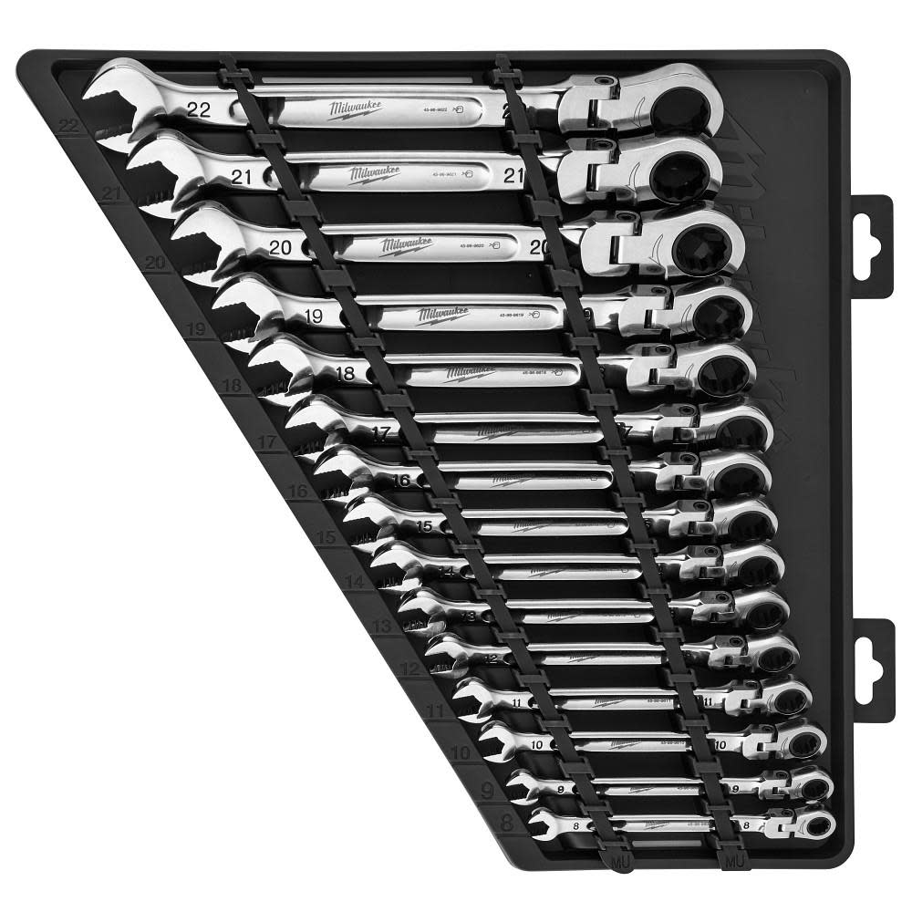 Milwaukee Combination Wrench Set Metric Flex Head Ratcheting 15pc 