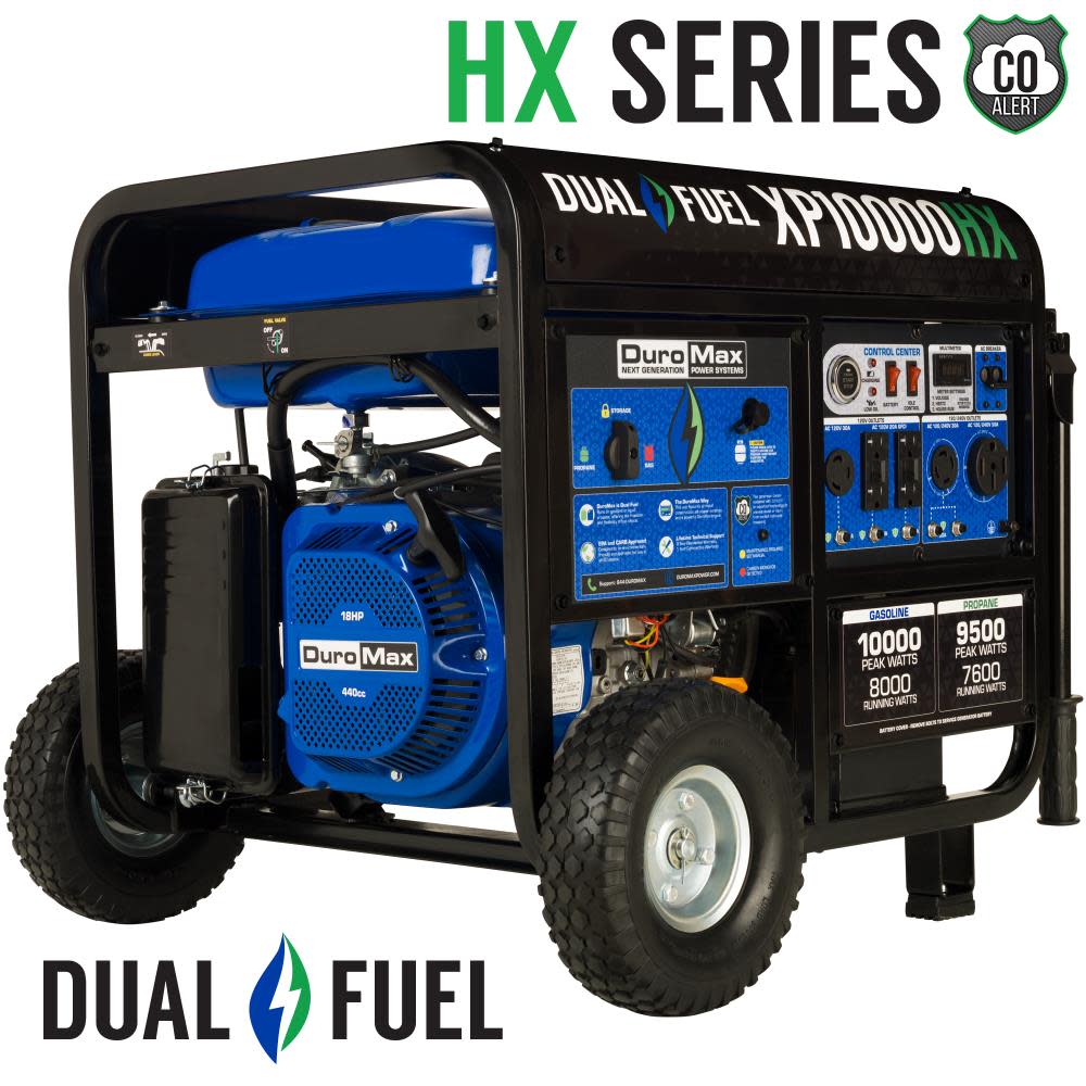 

Duromax Generator Dual Fuel Gas Propane Portable with CO Alert 10000 Watt