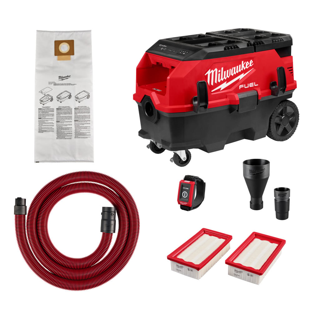 Milwaukee M18 FUEL 9 Gallon Dual Battery Dust Extractor w/ PACKOUT Compatibility and VACLINK