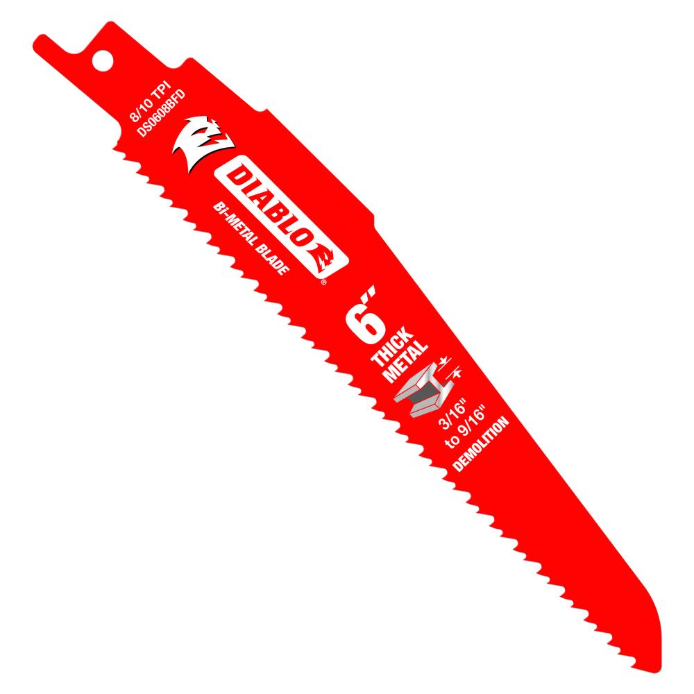 

Diablo Tools 6" Bi-Metal Recip Blade for Thick Metal/Demolition 3/16" to 9/16" 5pc