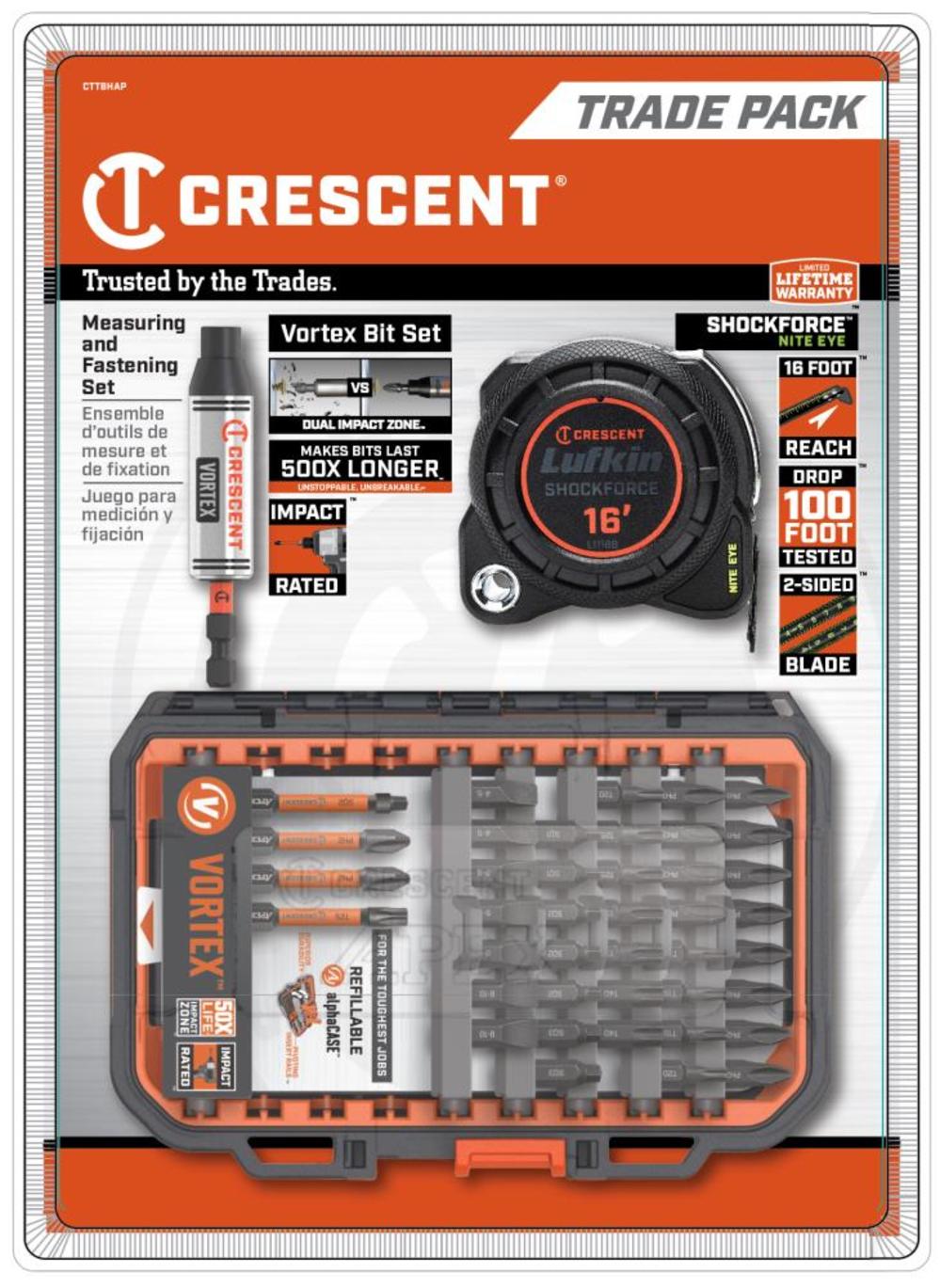 

Crescent Vortex Bit and Shockforce Nite Eye Tape Trade Pack 42pc