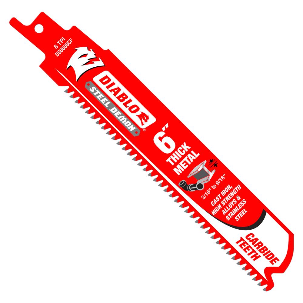 

Diablo Tools 6" Steel Demon Carbide Recip Blades for Thick Metal 3/16" - 9/16" Cutting 3 Pack