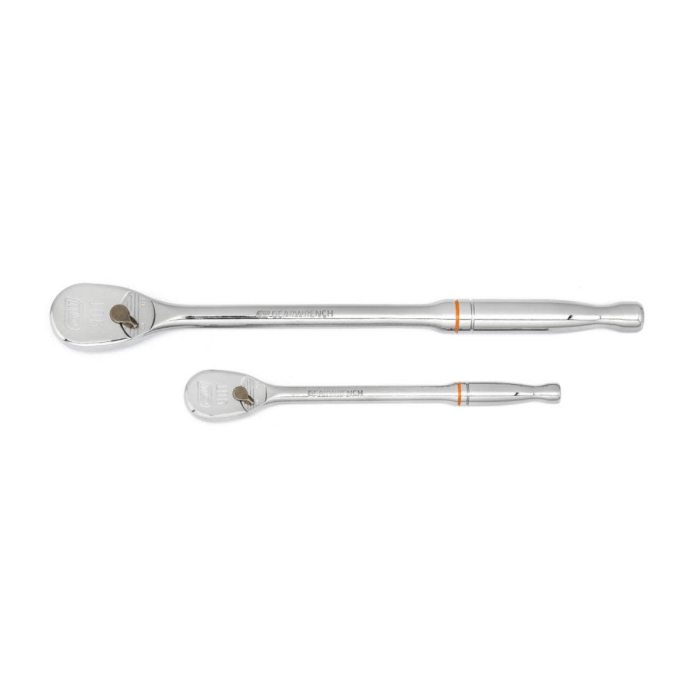 

GEARWRENCH 2 Pc 1/4" & 3/8" Drive 90 Tooth Long Handle Teardrop Ratchet Set