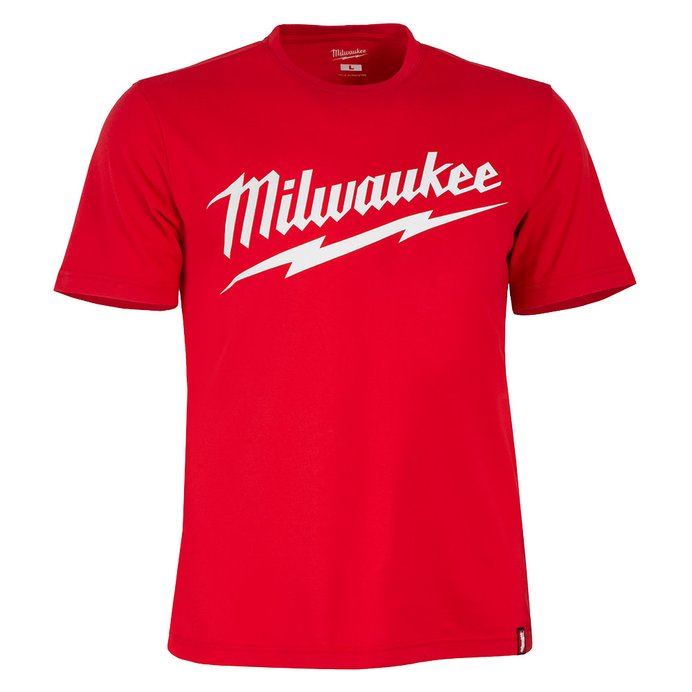 Milwaukee Logo Heavy Duty T Shirt Short Sleeve Red Large