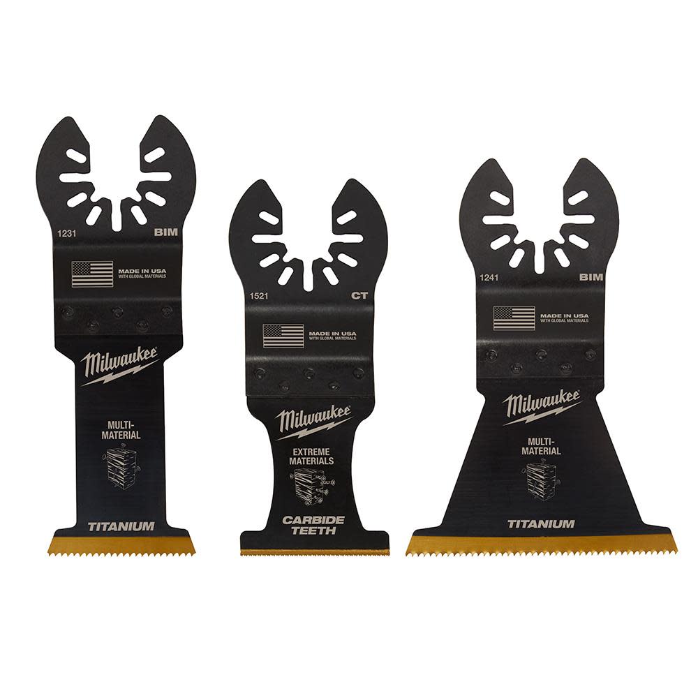 

Milwaukee OPEN-LOK 3PC MULTI-MATERIAL CUTTING MULTI-TOOL BLADE VARIETY PACK