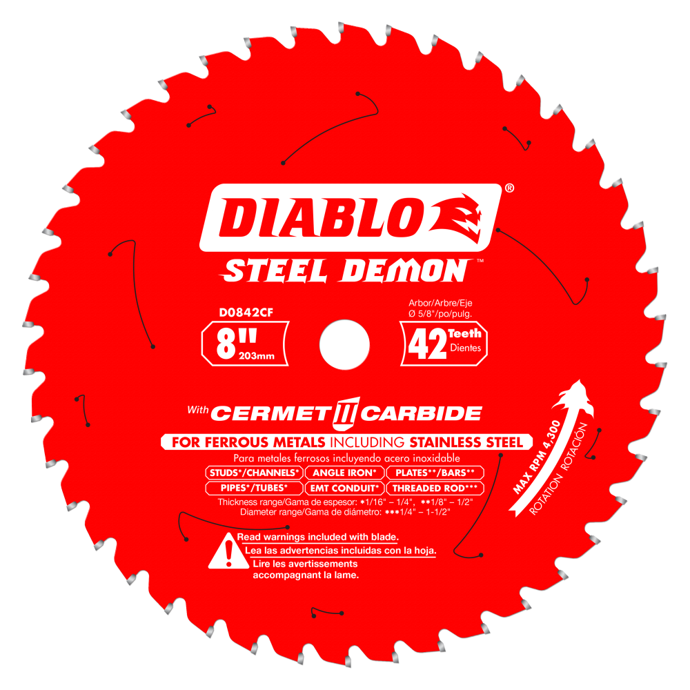 

Diablo Tools 8" x 42 Tooth Cermet Metal and Stainless Steel Cutting Saw Blade