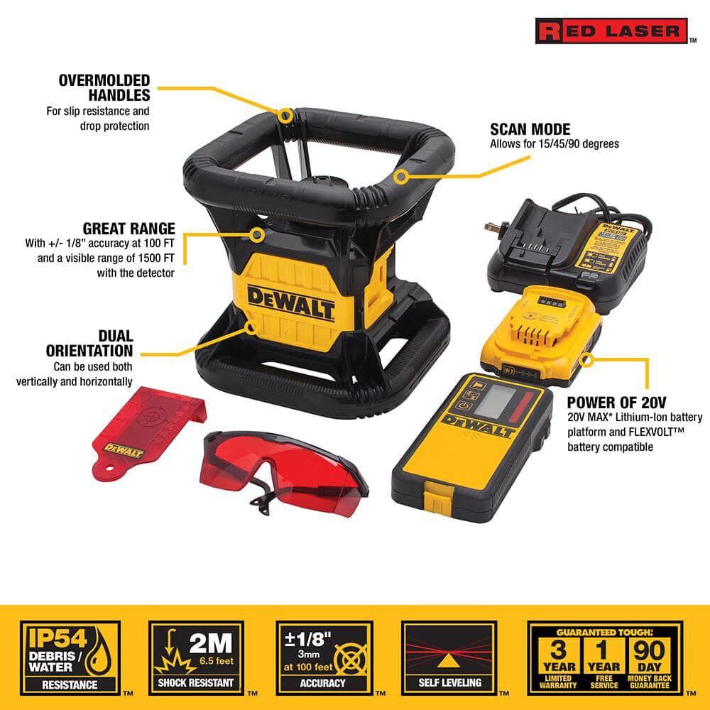 DEWALT 20 V MAX Red Rotary Laser DW074LR Acme Tools