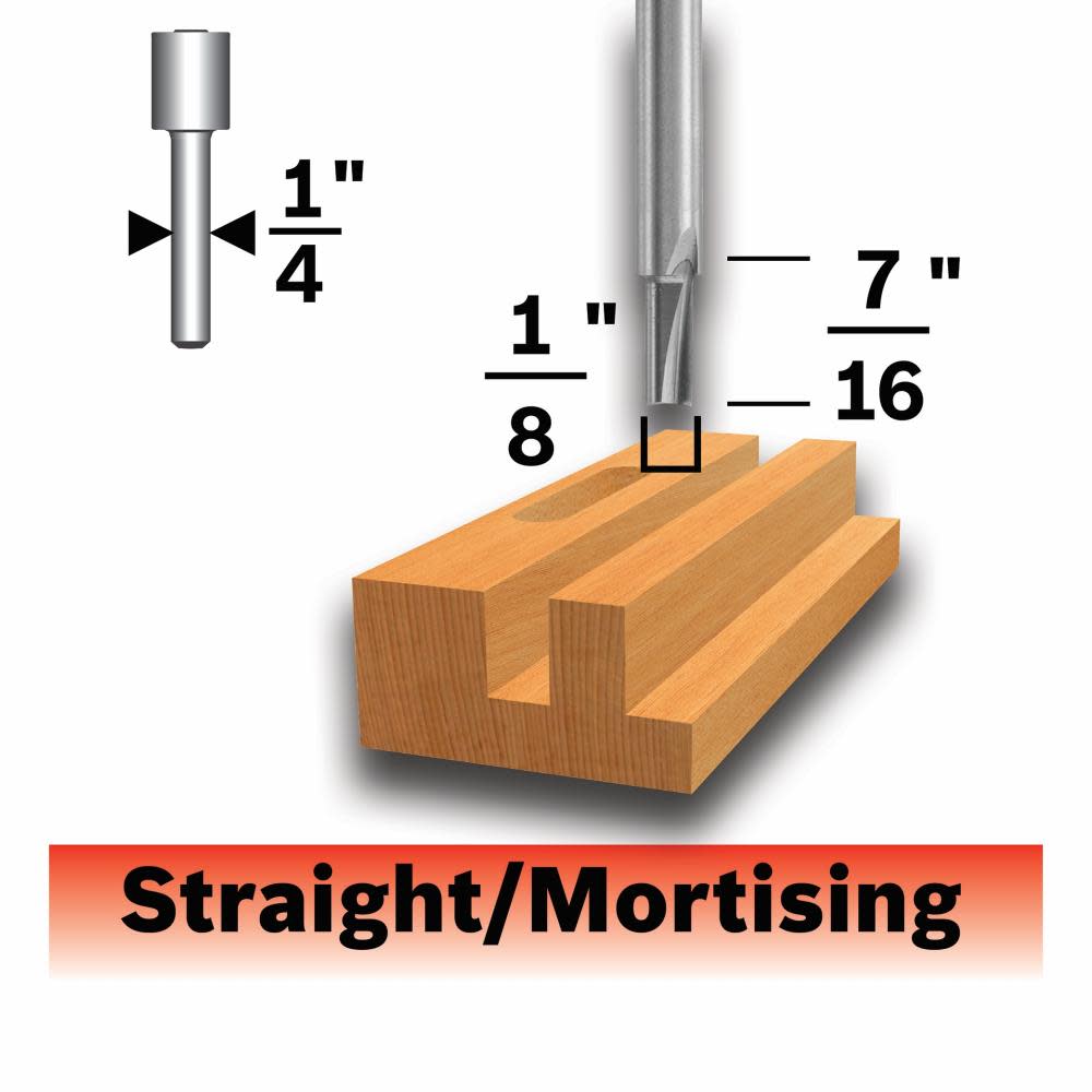 Bosch 1/8" x 1/2" Solid Carbide Double Flute Straight Router Bit