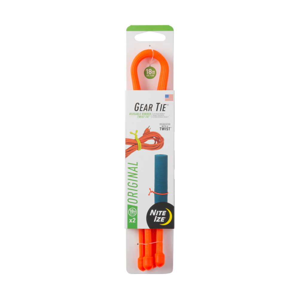 

Nite Ize Gear Tie Reusable Rubber Twist Tie 18" 2pk Br. Orange