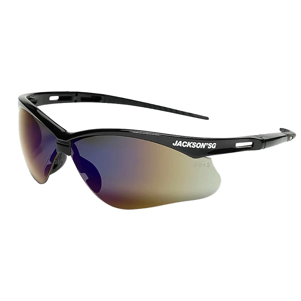 

Jackson Safety Glasses Anti Scratch Coating Blue Mirror Lens Black Frame