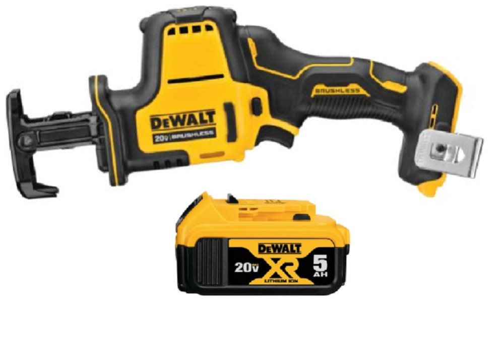 

DEWALT Atomic 20V MAX One Handed Reciprocating Saw with 5AH Battery Bundle