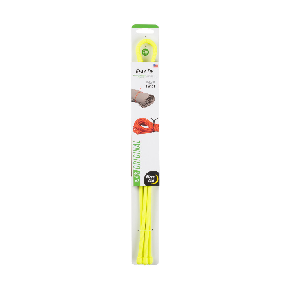 

Nite Ize Gear Tie Reusable Rubber Twist Tie 32" 2 Pk Neon Yellow