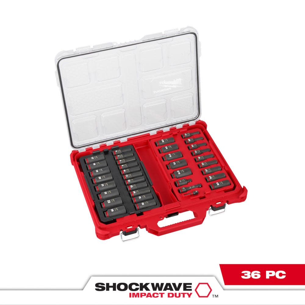 Milwaukee SHOCKWAVE Impact Duty Socket 3/8 Dr 36pc SAE/MM PACKOUT Set