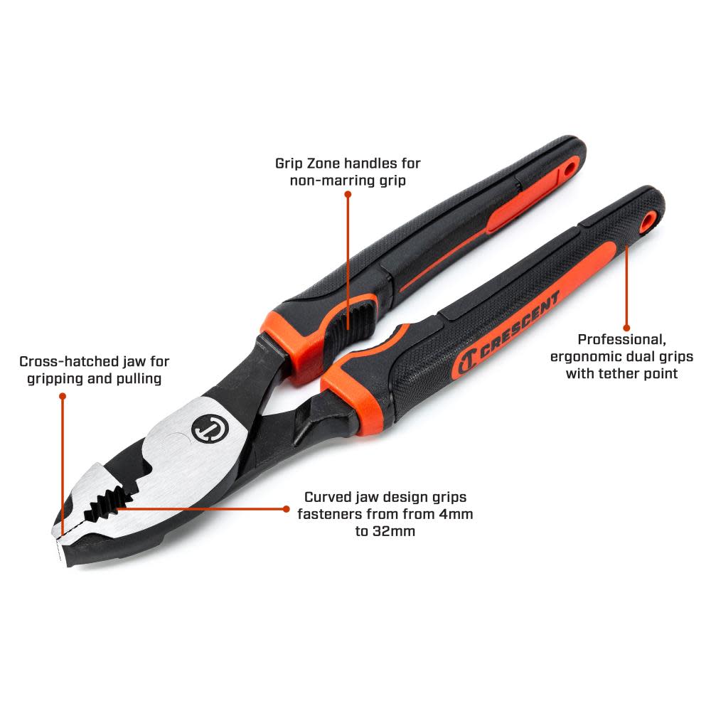 Crescent Z2 Dual Material Slip Joint Pliers 8in HTZ28CG
