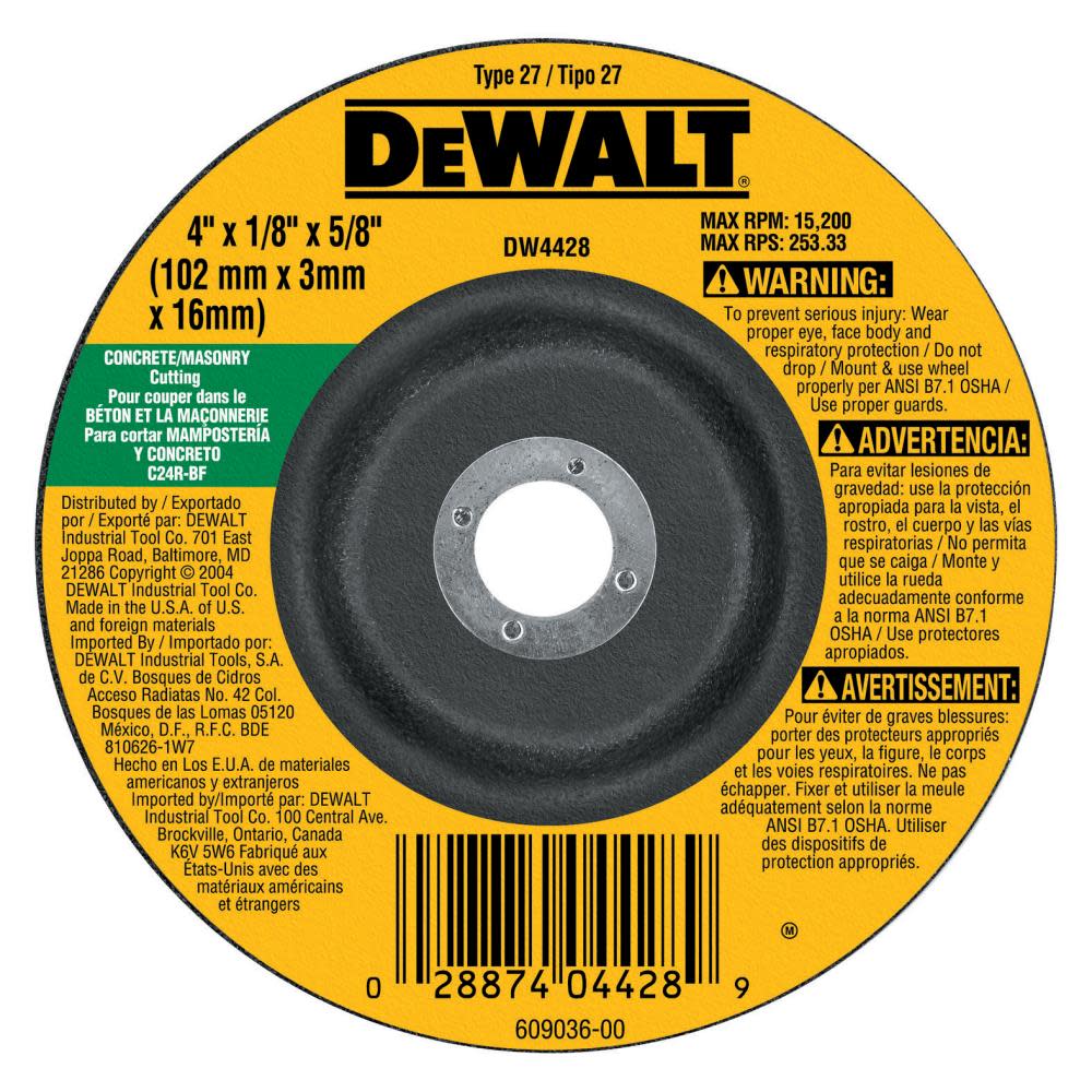 

DEWALT 9 In. X1/ 4 In. Masonry Wheel