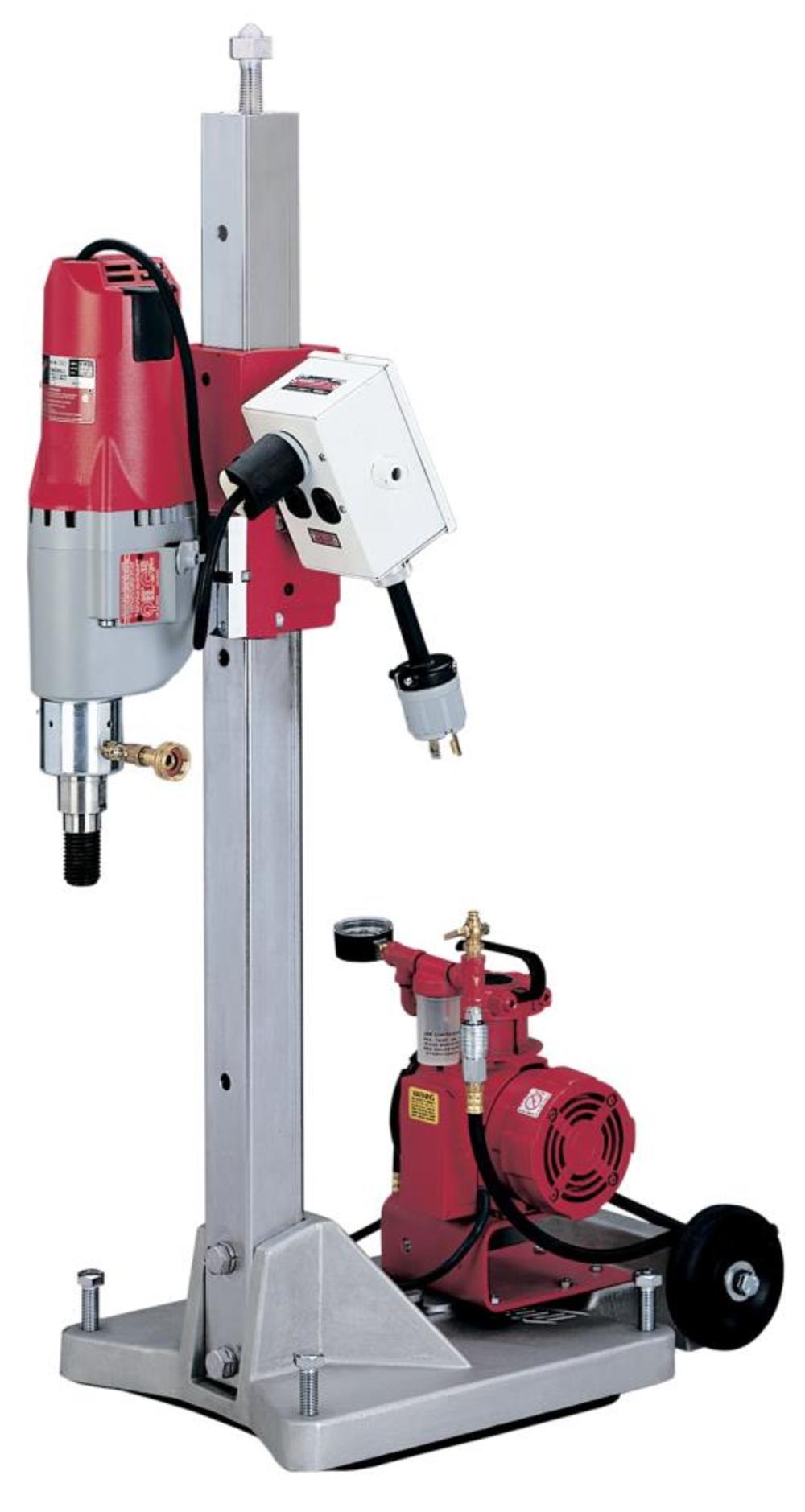 

Milwaukee Diamond Coring Rig with Large Base Stand Vac-U-Rig Kit Meter Box and Diamond Coring Motor