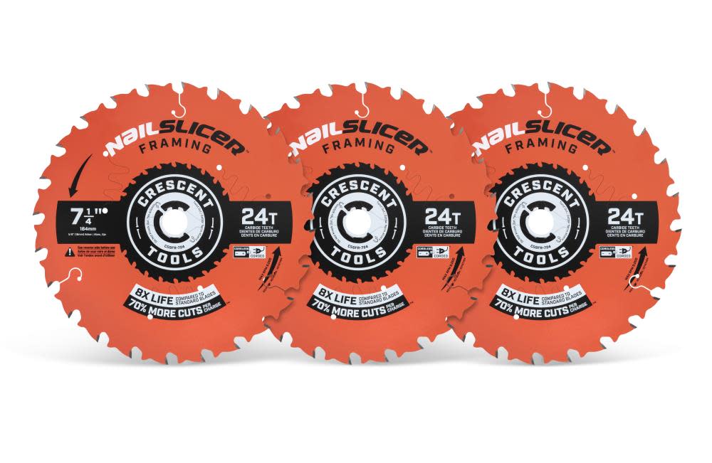 

Crescent 7-1/4" x 24-Tooth NailSlicer Framing Circular Saw Blade - 3 Pack
