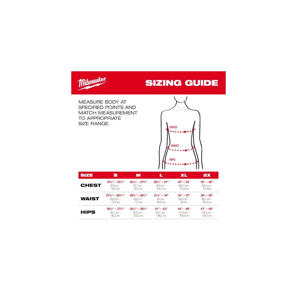 Milwaukee heated vest size chart store