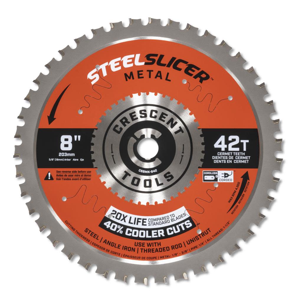 

Crescent Steel Slicer Thick Metal Circular Saw Blade 8" x 42T