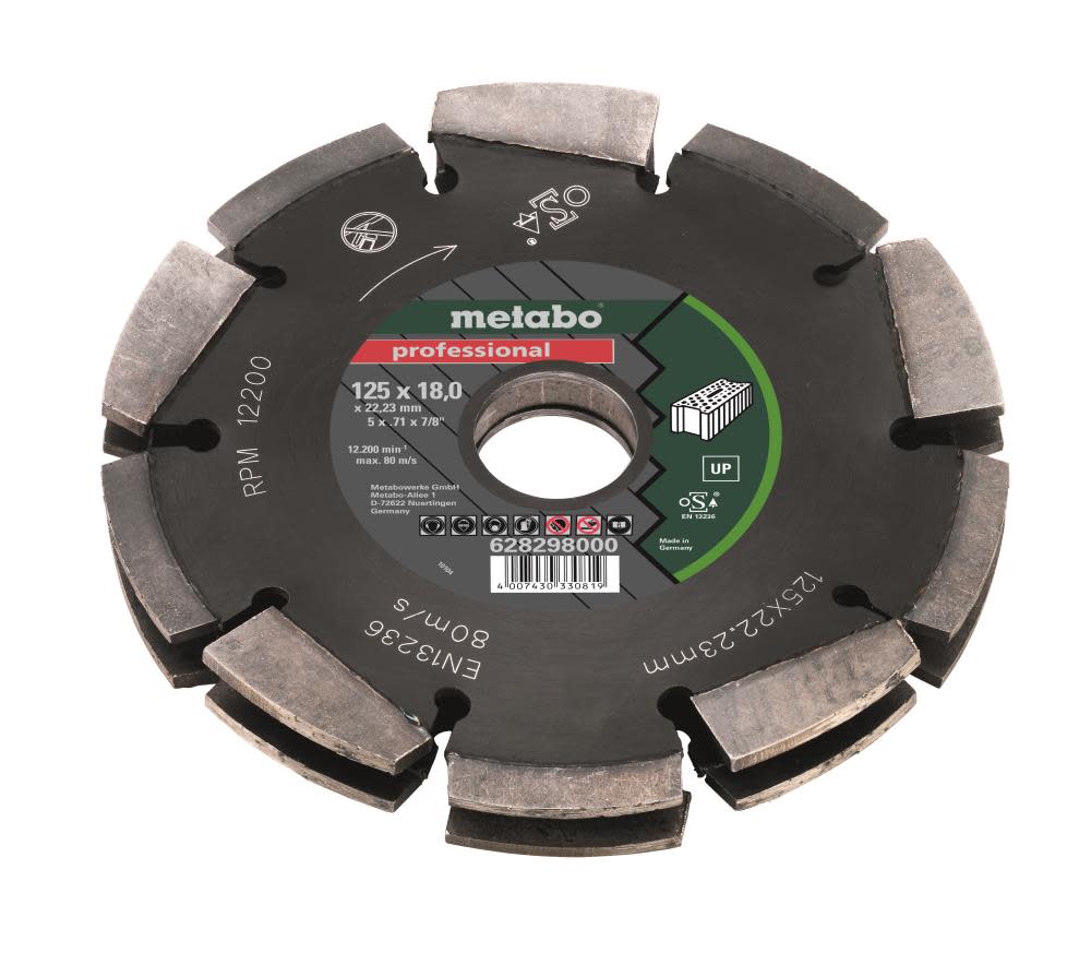 

Metabo Diamond Cutting Disc 2 Row 5" x 7/8" Universal 20 Segments