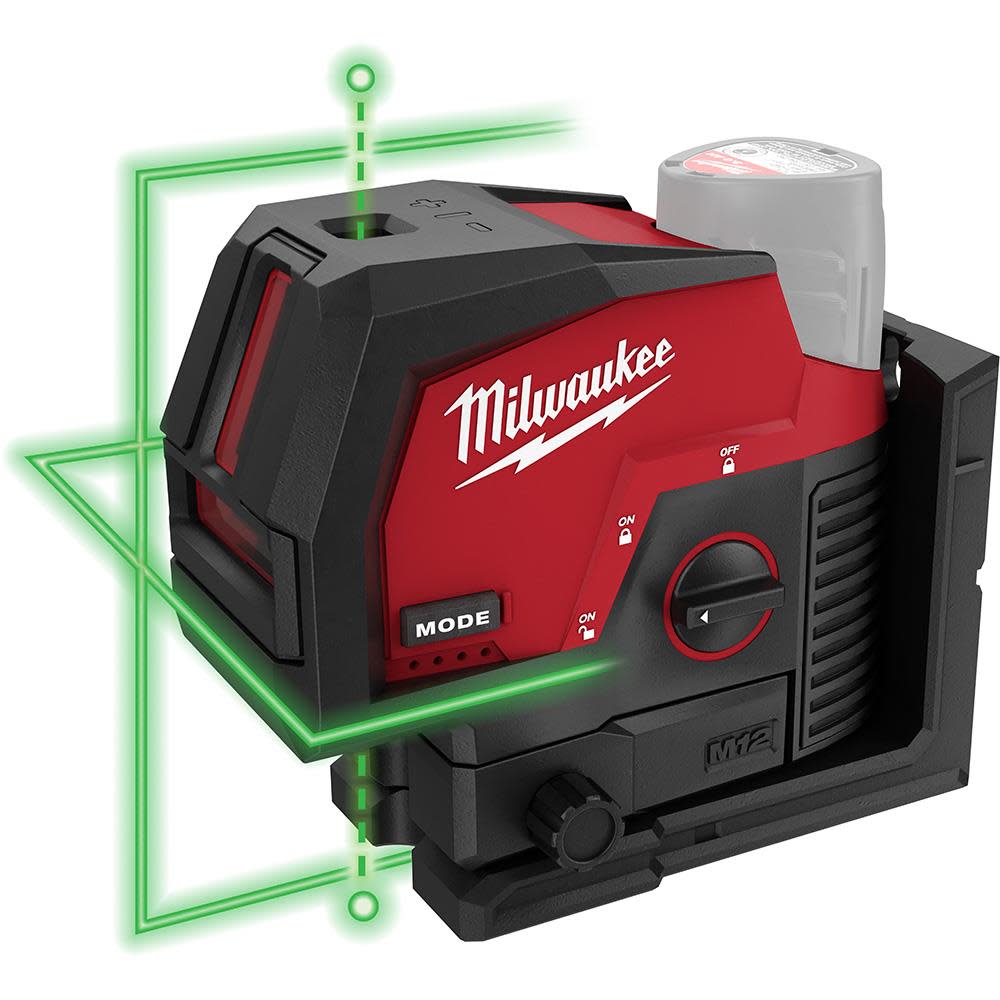 Milwaukee M12 Green Beam Laser Cross Line and Plumb Points (Bare 
