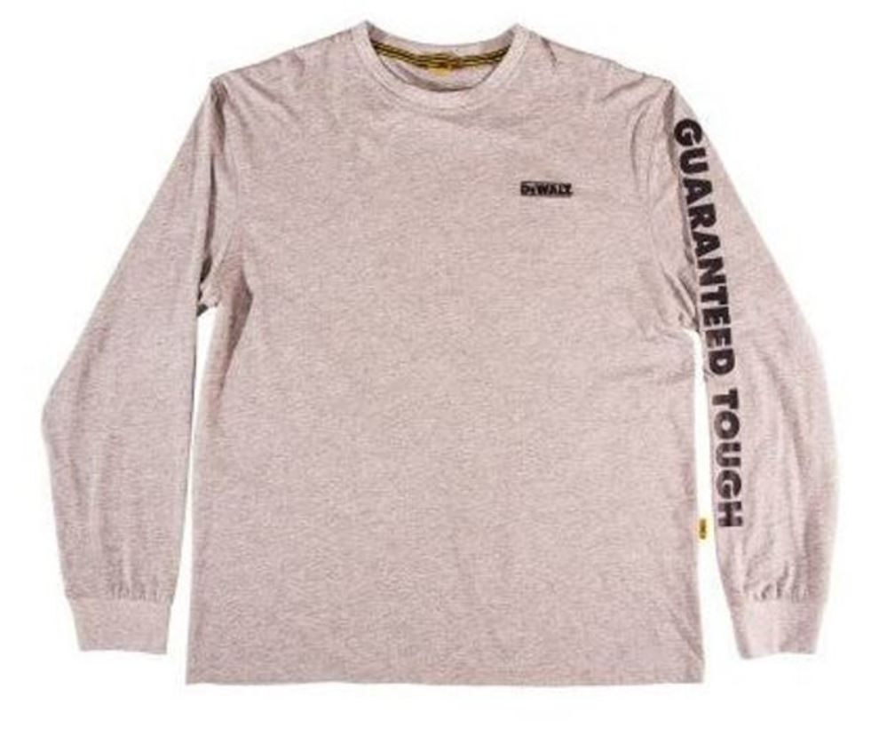 DEWALT Guaranteed Tough Long Sleeve T-Shirt Heather Gray Large