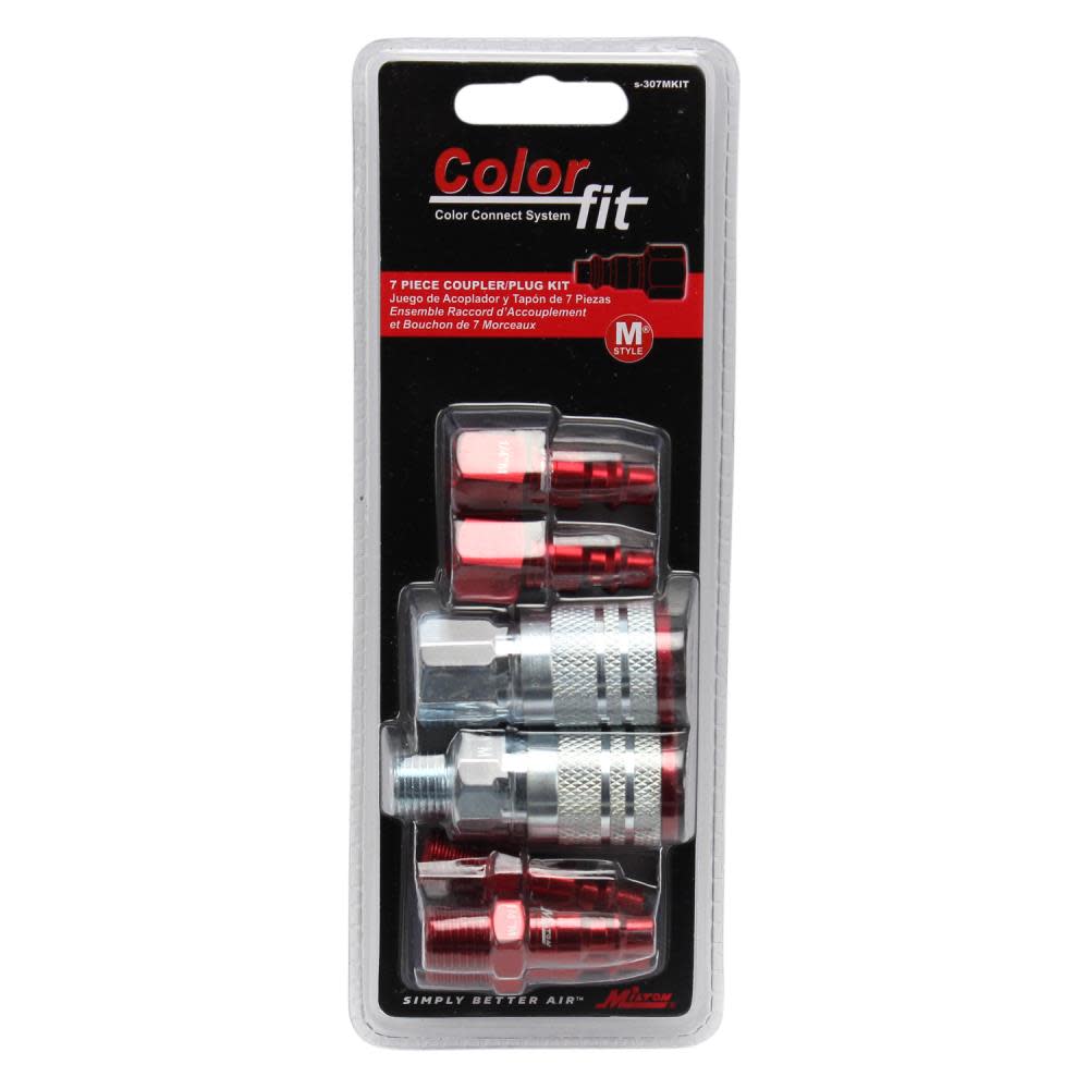 Colorfit By Milton S 307mkit Coupler Plug Kit M Style Red 1 4 Npt 7 Piece S 307mkit From Milton Acme Tools