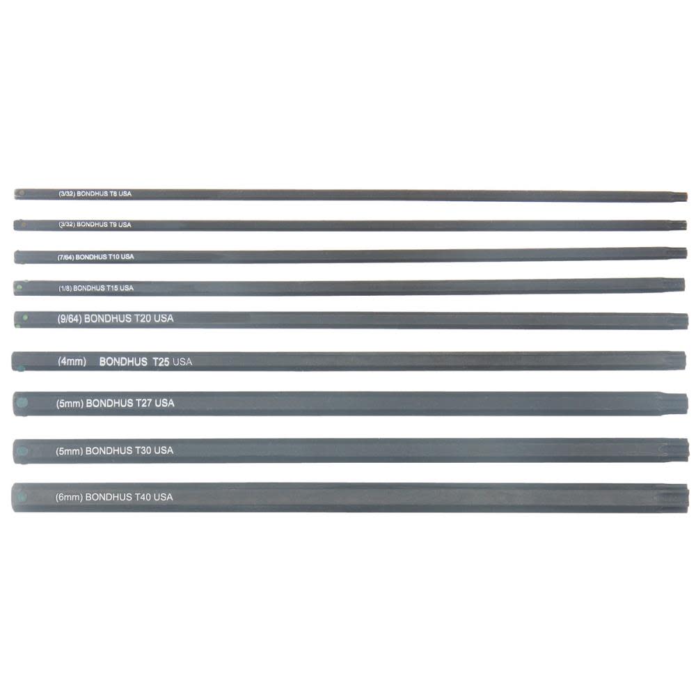 

Bondhus Set 9 Star Bit 6 In. T8-T40