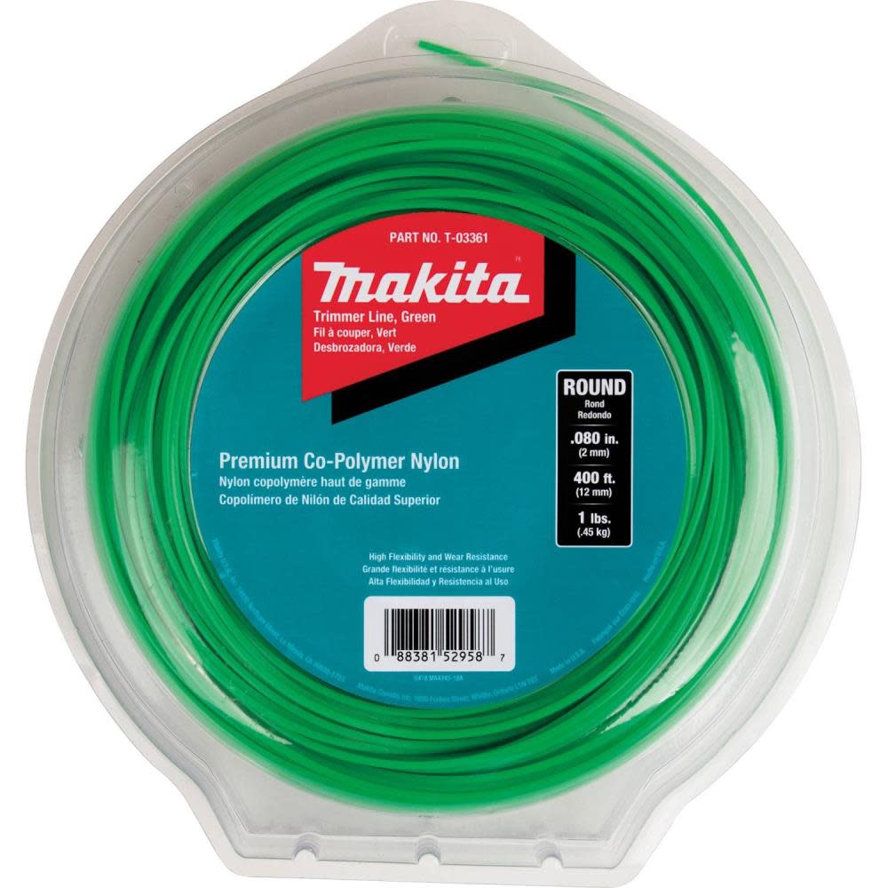 

Makita Round Trimmer Line 0.080 Green 400 1 lbs.