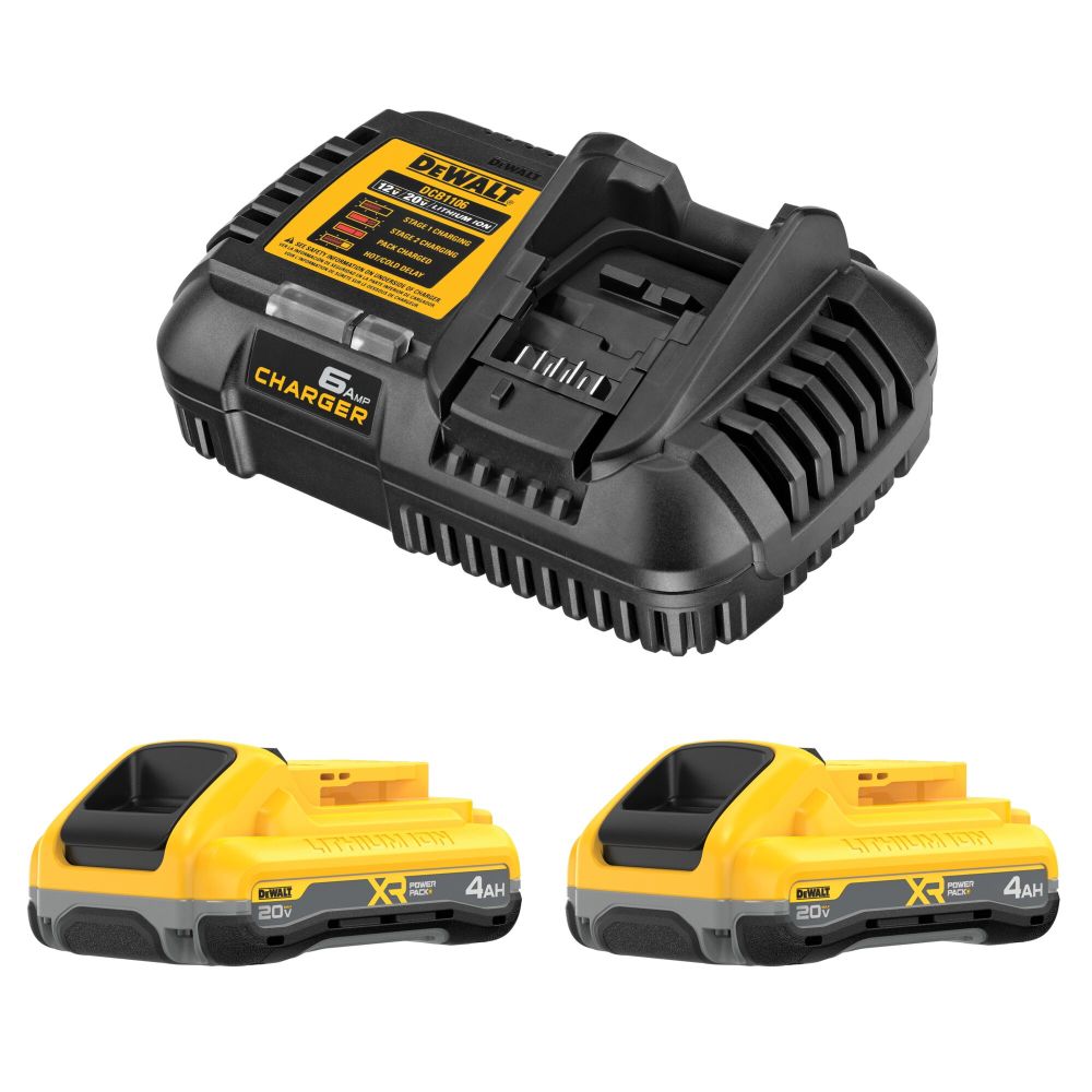 DEWALT 20V MAX XR POWERPACK 4Ah Battery Kit with 2 Batteries DCB2104-2C ...