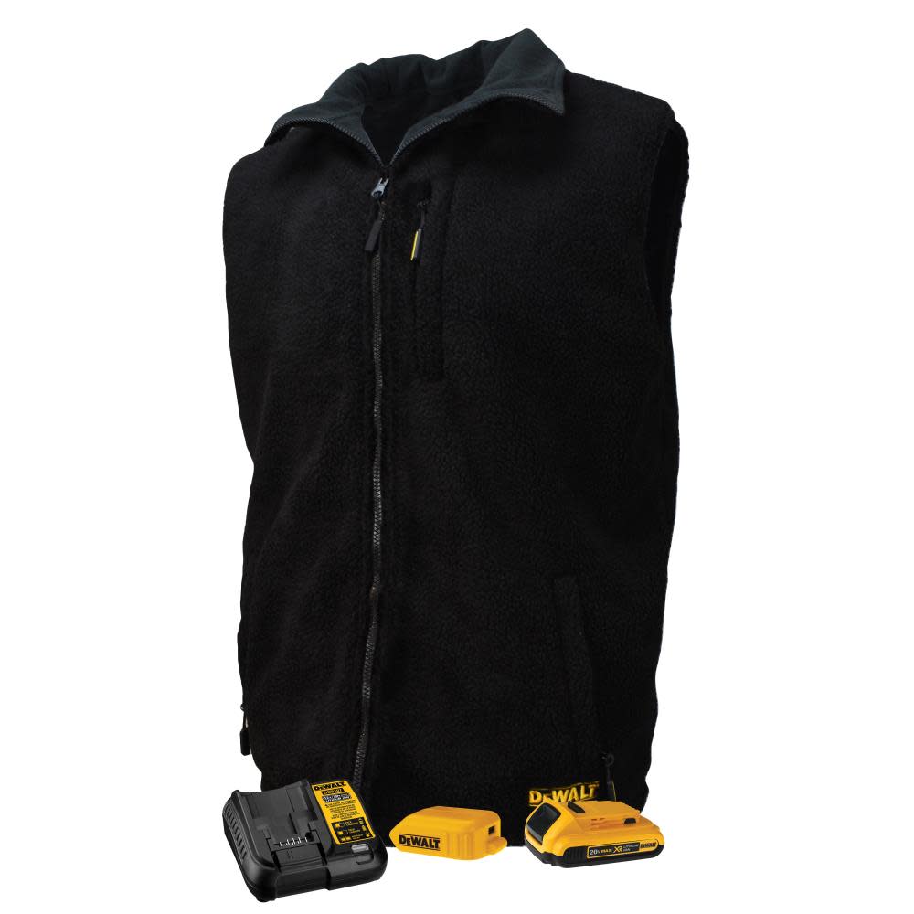 

DEWALT 20V Fleece Vest Mens Heated Kit Reversible Small Black
