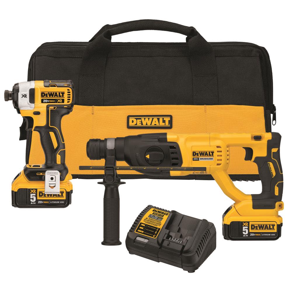 

DEWALT 20V MAX XR Brushless 1 In. SDS Plus Rotary Hammer and Impact Driver Kit