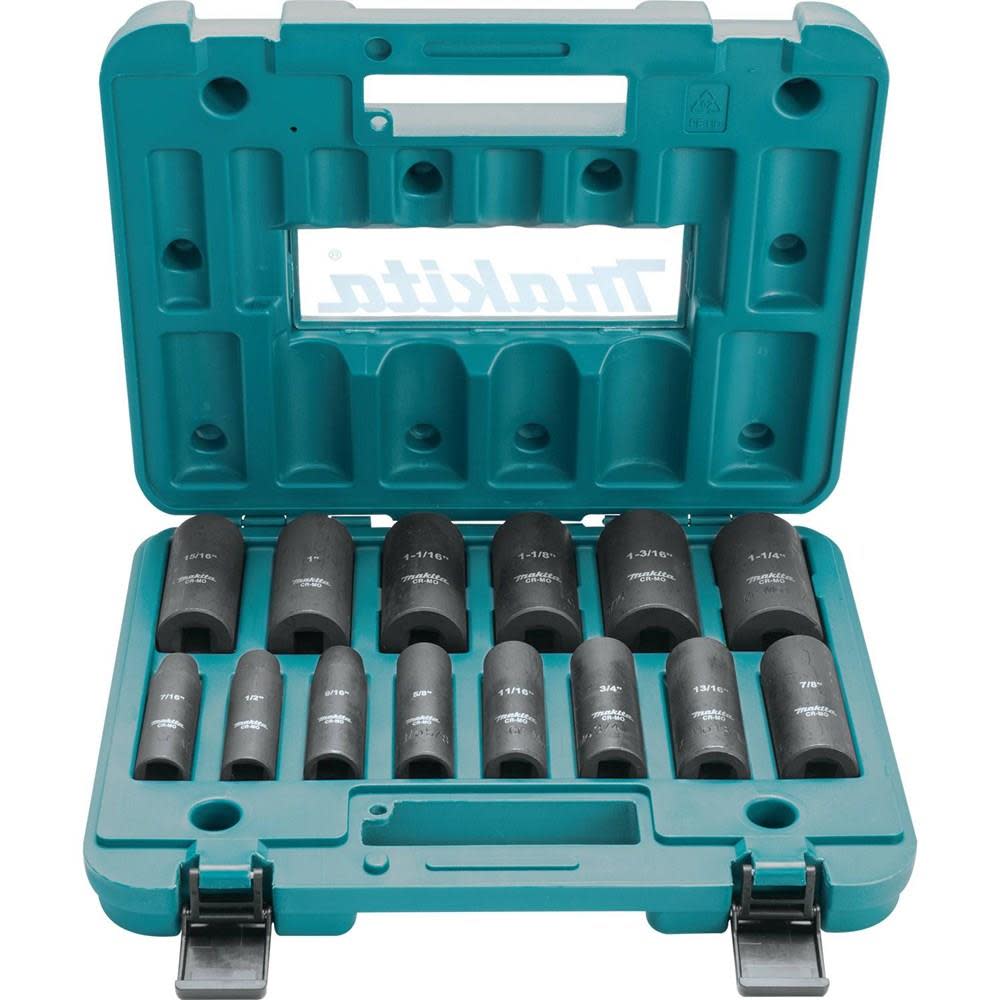 Makita 14pc. 1/2in. 6-Point Fractional Deep Impact Socket Set A