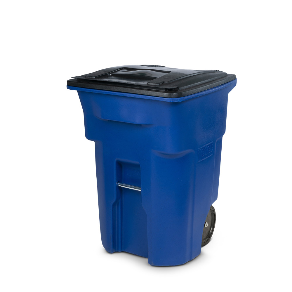 Toter 96 Gallon Trash Can with Smooth Wheels and Lid Blue ANA9600BLU