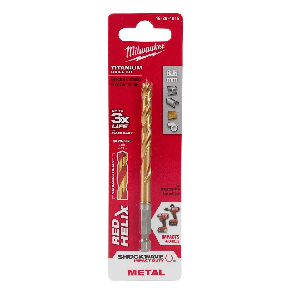 

Milwaukee 6.5mm Metric Titanium SHOCKWAVE Red Helix Bit