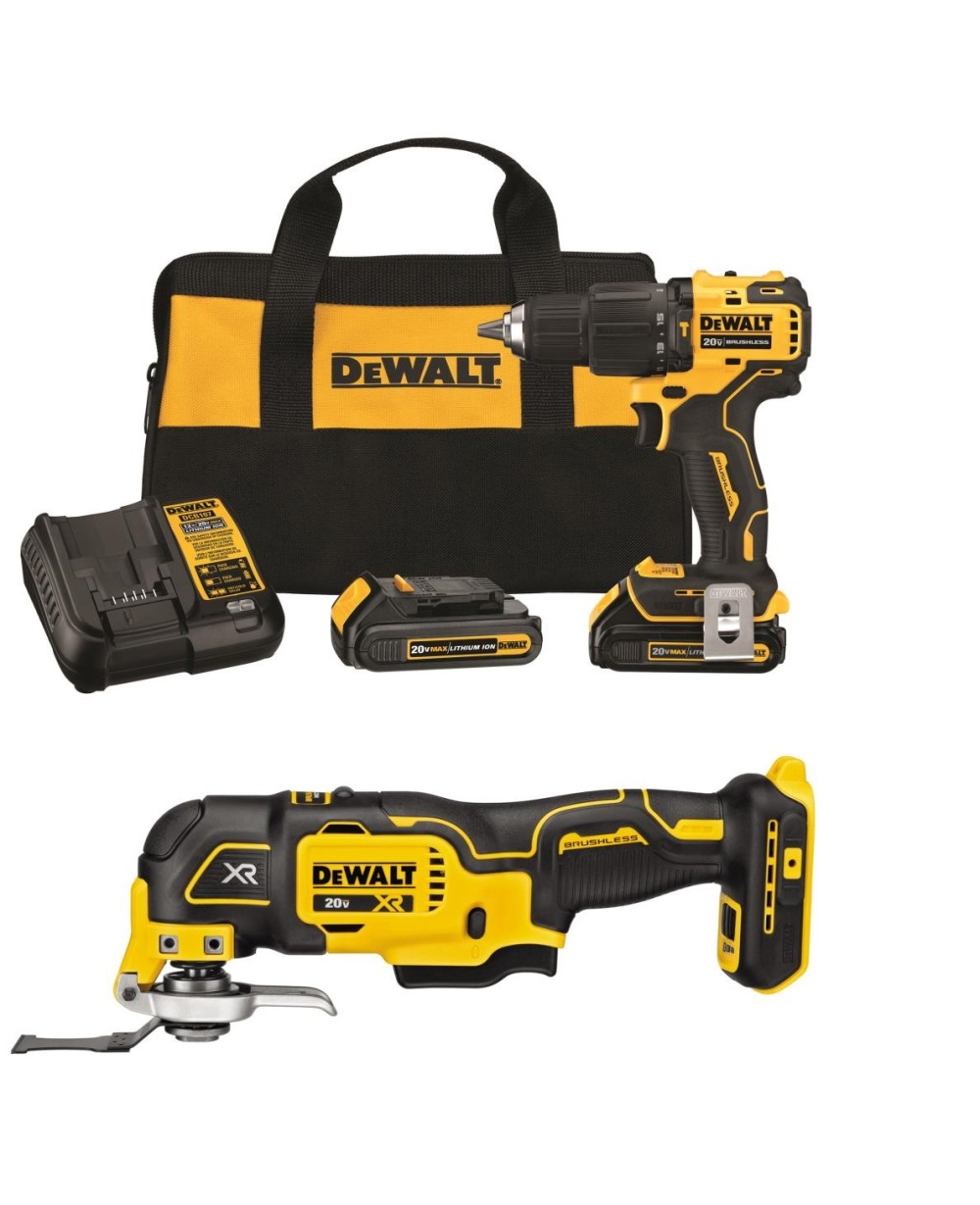 

DEWALT ATOMIC 20V MAX 1/2" Hammer Drill/Driver & Oscillating Multi Tool Kit Bundle