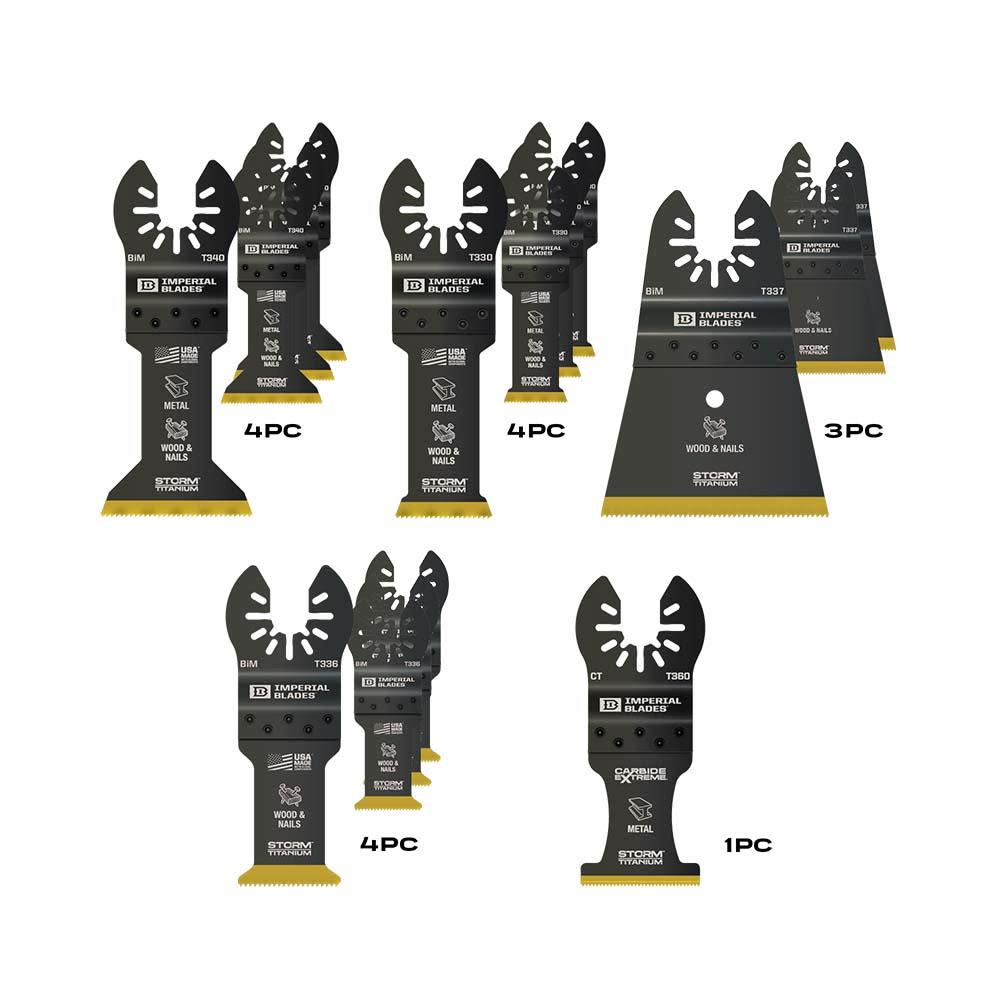 

Imperial Blades One Fit Storm Titanium Metal/Wood Variety Pack 15PC Case + Free Carbide Blade