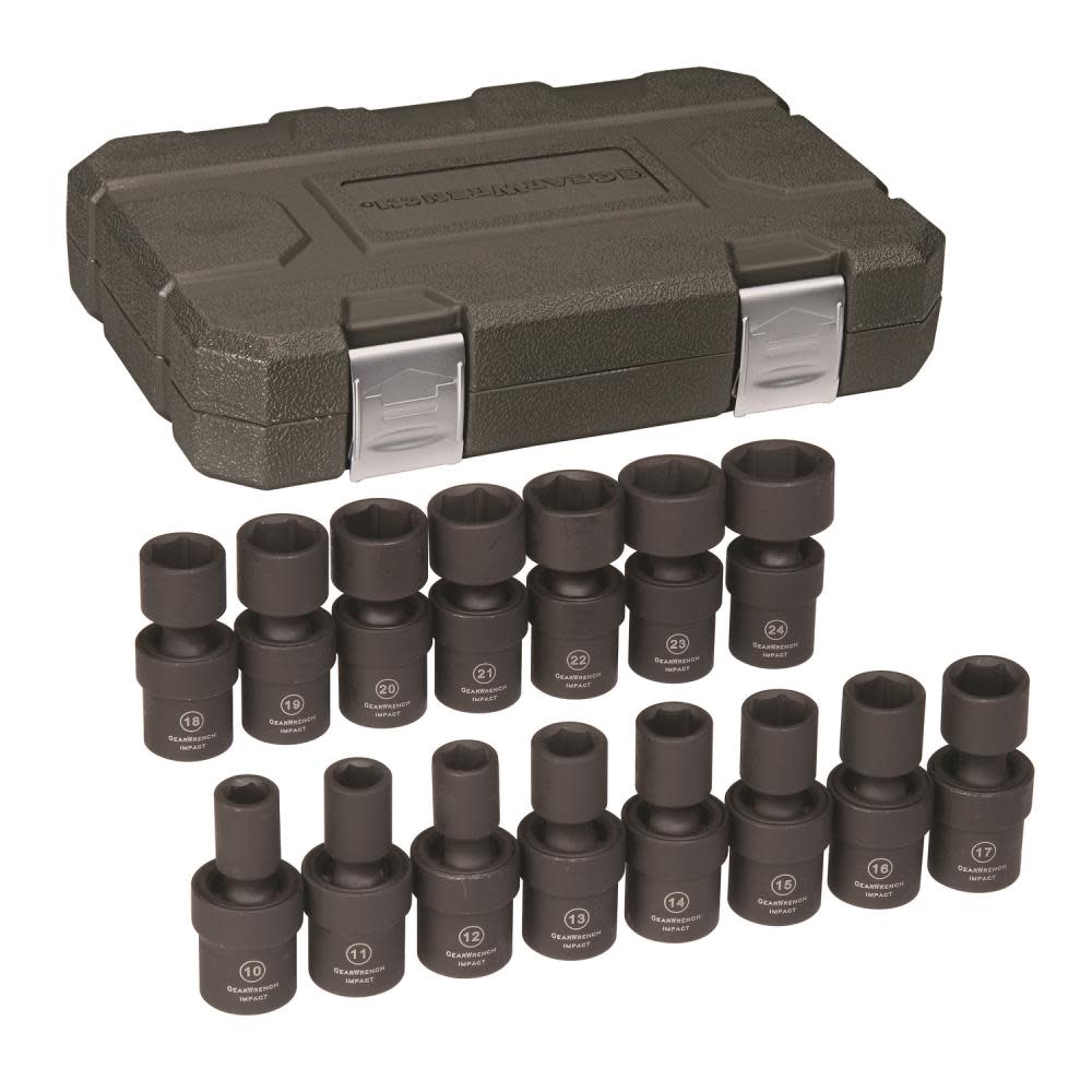 GEARWRENCH Universal Impact Socket Set 15 pc. 1/2 In. Drive 6 Point Metric