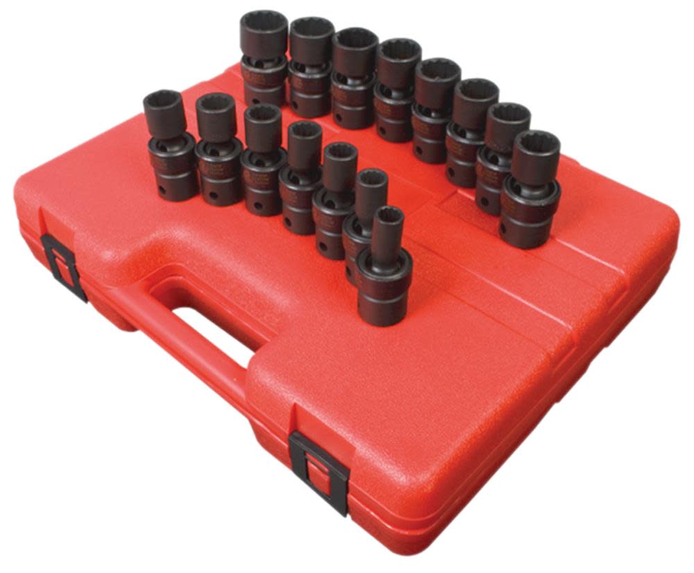 

Sunex 15 pc. 1/2 In. Drive 12 Pt. Metric Universal Impact Socket Set