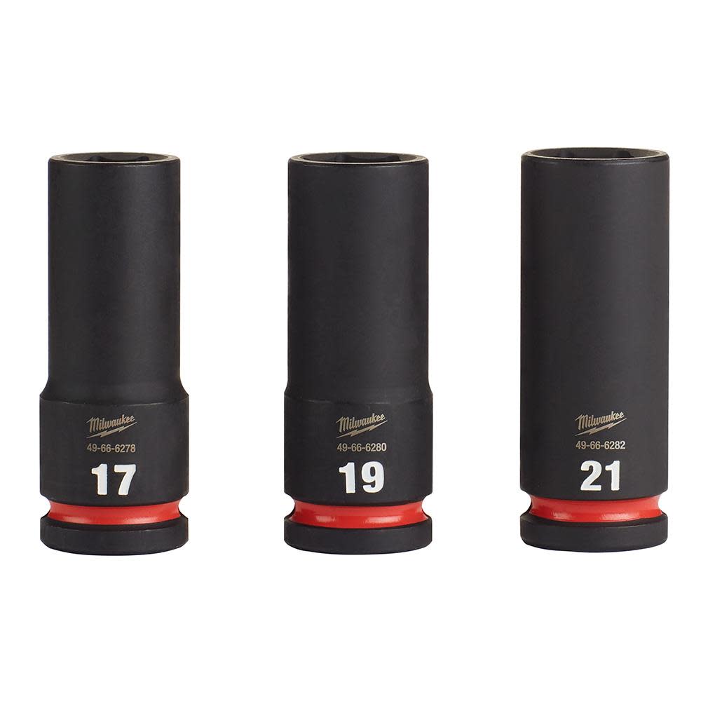 Milwaukee Impact Socket 1/2" Drive Metric 6 Point 3pc