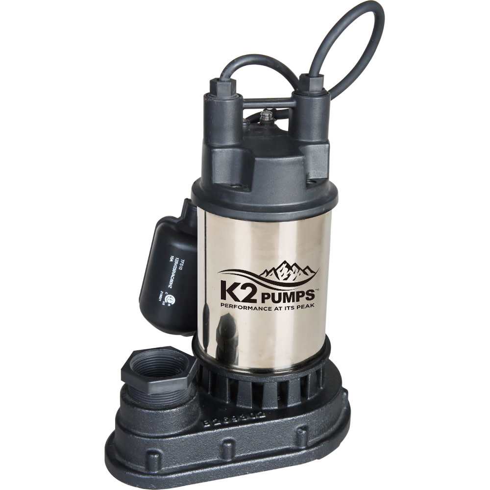 

K2 Pumps Sump Pump 1/2 HP Stainless Steel with Direct in Tethered Switch