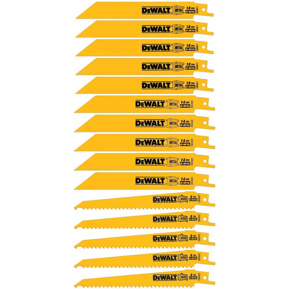 

DEWALT Reciprocating Saw Blades Bi-Metal Tough Case Set 15pc