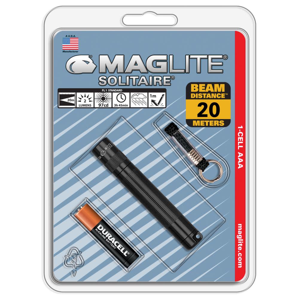 Maglite Solitaire Incandescent 1-Cell AAA Black Flashlight K3A016 ...