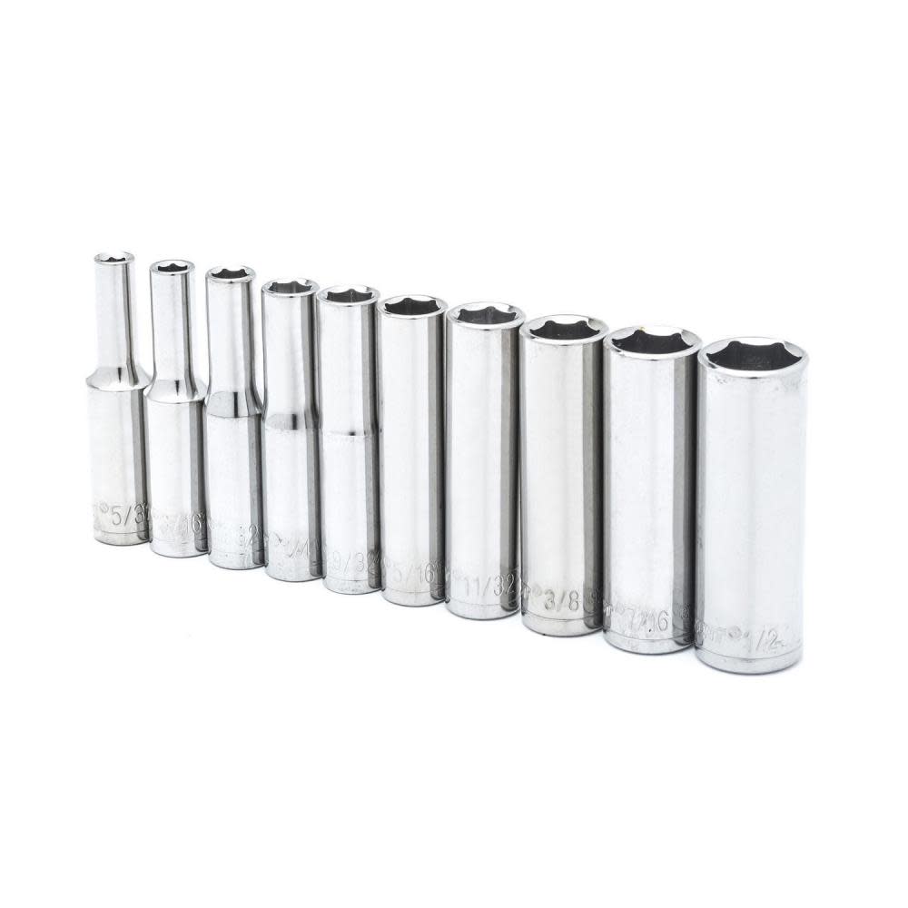 Crescent 10 pc 1/4 Drive 6 Point Deep SAE Socket Set CSAS10N - Acme Tools