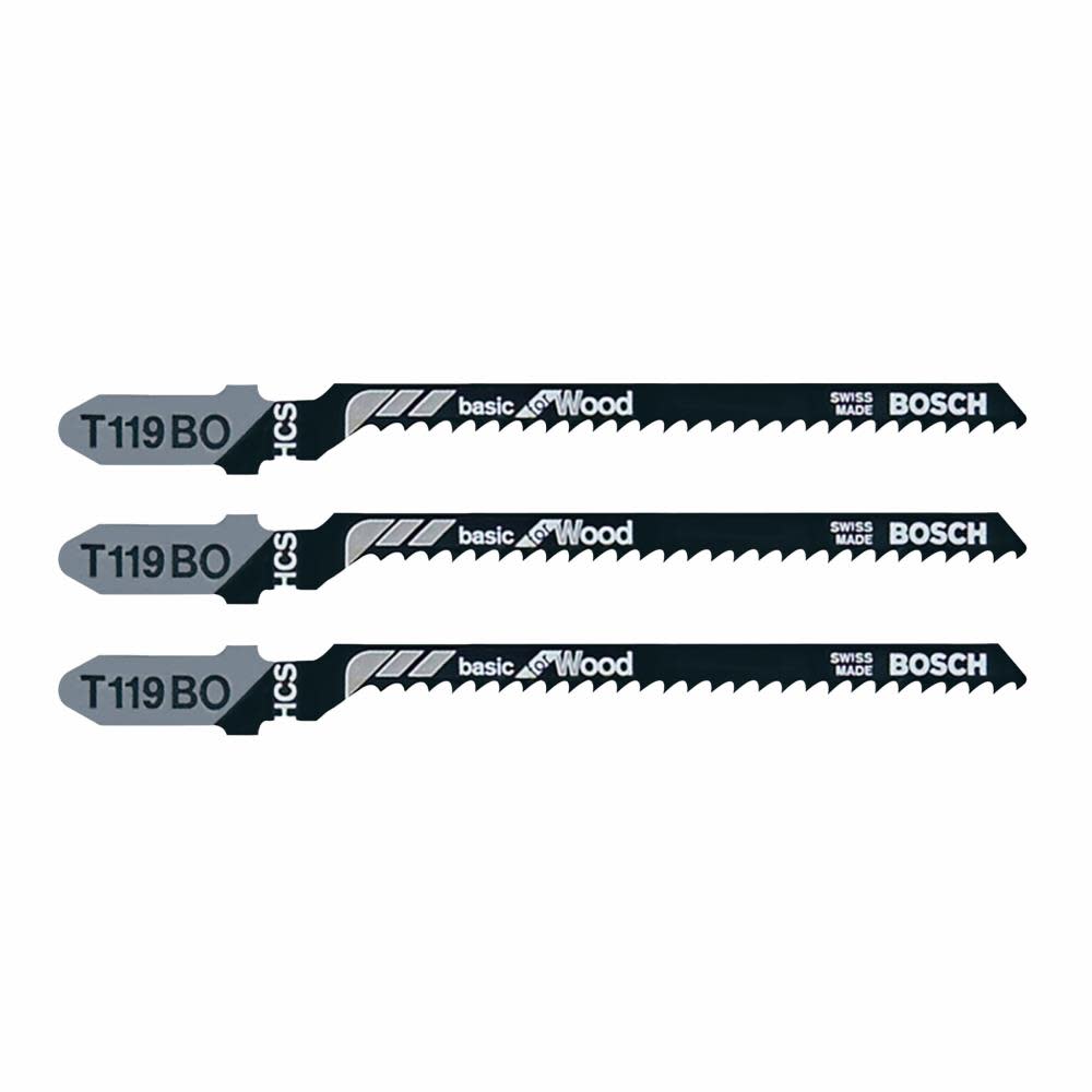 

Bosch Jig Saw Blades 3pc 3 1/4" 12 TPI Basic Wood Cutting T Shank