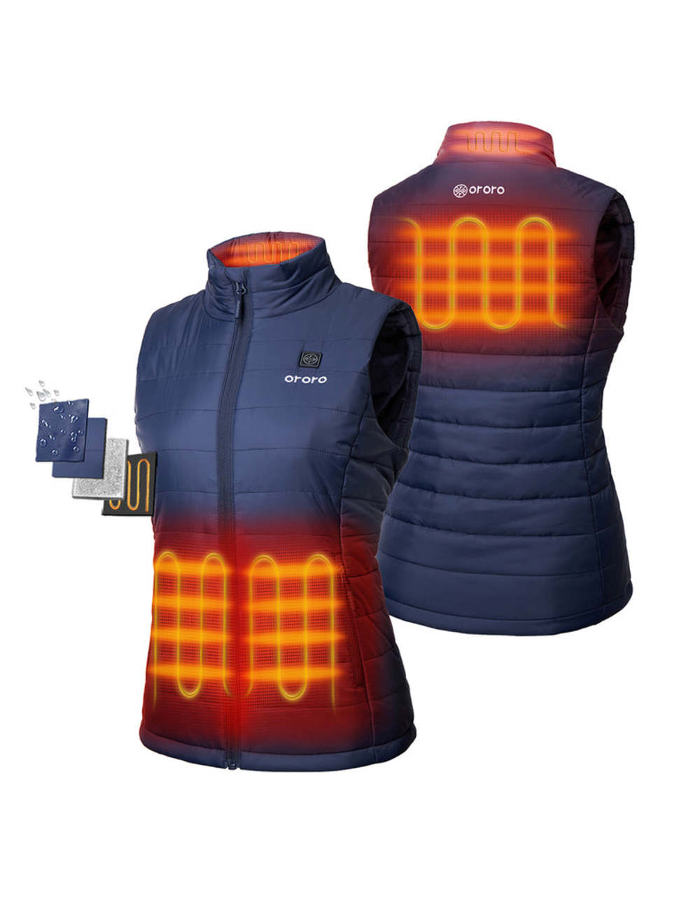 

ORORO Womens Navy Blue Classic Heated Vest Kit Large
