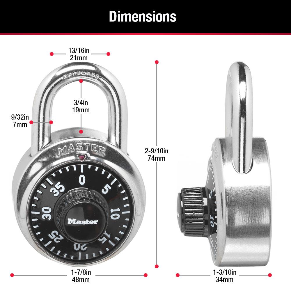 Master Lock 1500D Steel Shackle Dial Combination Padlock Level 3 for sale online 