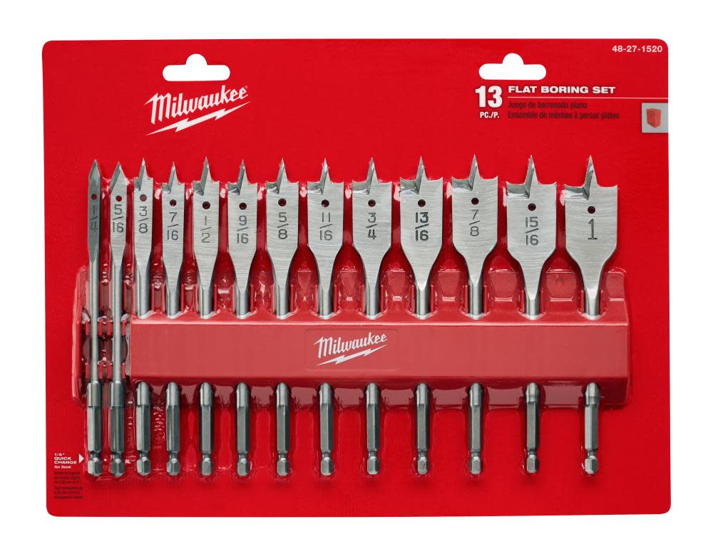 Milwaukee 13 PC Flat Boring Bit Set